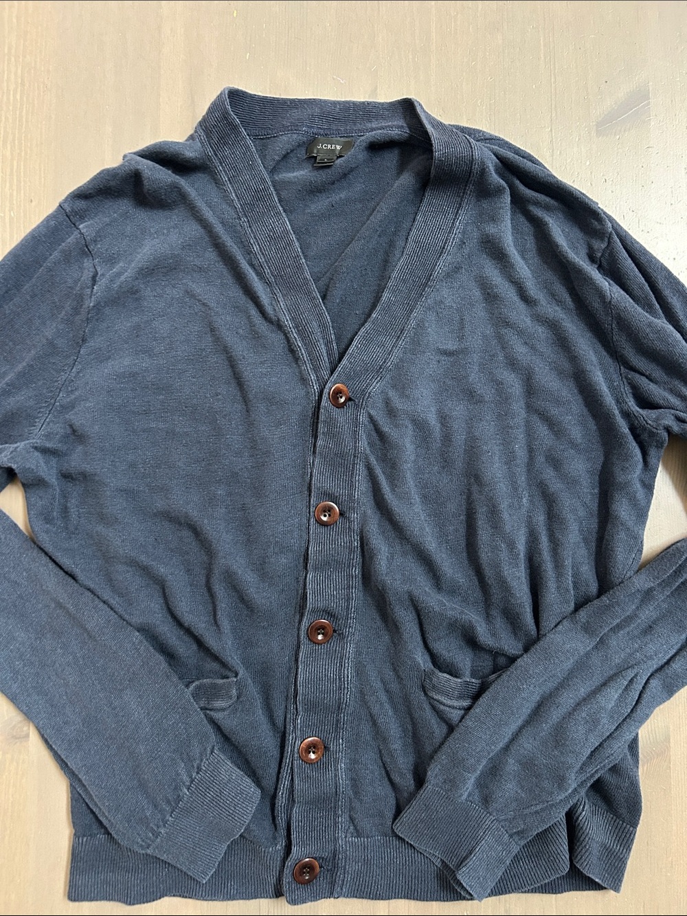 J. Crew Men's Dark Navy Button-Front Cardigan Size L